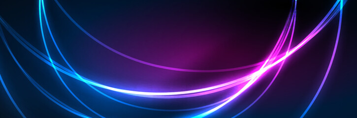 Neon glowing fluid wave lines, magic energy space light concept, abstract background wallpaper design