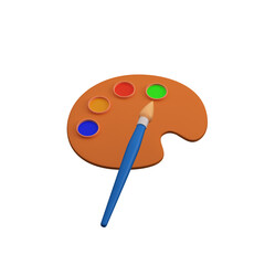 Sticker - Multi Colour Palette with Brush 3D Render Icon.