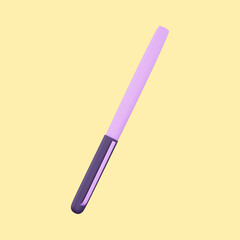 Sticker - Isolated Purple Pen 3D Rendering Icon Against Yellow Background.