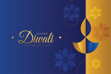 Canvas Print - indian diwali festival greeting card with artistic lamp design