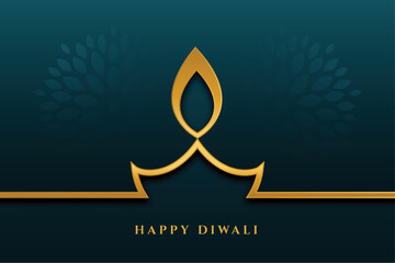Wall Mural - Happy diwali holiday background with artistic golden diya design
