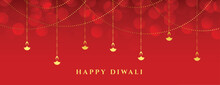 Happy Diwali Occasion Shiny Banner With Lantern Design