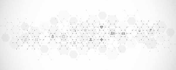 Wall Mural - medical background and healthcare technology with flat icons and symbols. design template of concept