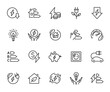 © Maksim - Vector set of energy saving line icons. Contains icons energy efficiency, power consumption, energy costs, green house, reduction consumption, electric car and more. Pixel perfect.