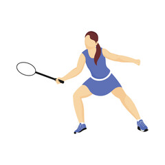 Sticker - Faceless Athlete Woman Holding Racket On White Background.