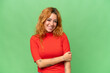 © luismolinero - Young caucasian woman isolated on green screen chroma key background laughing