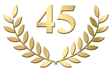 Wall Mural - Gold laurel wreath 45 PNG isolated on a white background