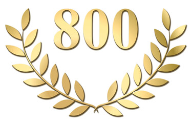 Wall Mural - Gold laurel wreath 800 PNG isolated on a white background