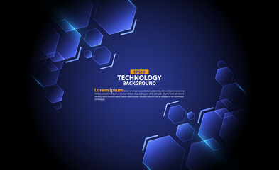 Wall Mural - Hexagon Blue Technology Futuristic Vector