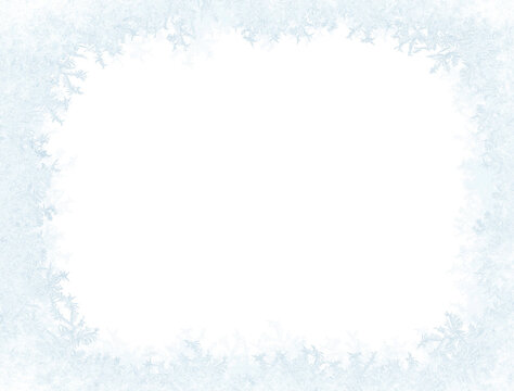 Frostwork. Decorative ice crystals frame on transparent background