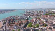 Portsmouth, UK: Aerial View Of Famous Port City In England, Skyline Of City Center With Spinnaker Tower - Landscape Panorama Of United Kingdom From Above