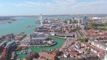 Portsmouth, UK: Aerial View Of Famous Port City In England, Skyline Of City Center With Spinnaker Tower - Landscape Panorama Of United Kingdom From Above