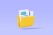 © Vector Stock Pro - 3d folder and paper for management file, document efficient work on project plan concept. Document cartoon style minimal folder with files icon. 3d vector render on isolated purple pastel background