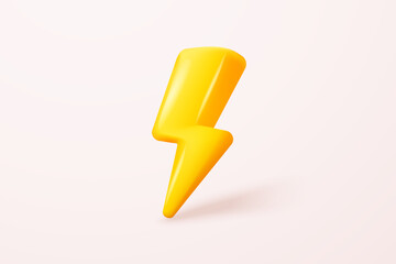 3D thunder bolt icons realistic on white background. symbol of thunderbolt energy, flash lightning, danger and power. Simple lightning strike emblem. 3d powerful charge icon vector render illustration