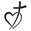 © Maksim - Christian cross icon in heart shape. Abstract religious symbol. Vector illustration. Love concept.