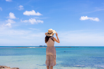 Poster - Travel woman go to the beach in Penghu of Taiwan