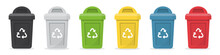 Set Of Recycle Bins For Trash In A Flat Design