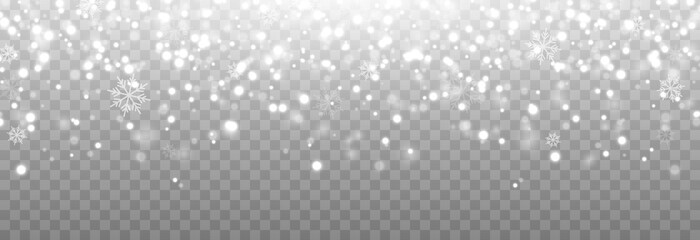 Vector snow. Snow png. Snow on an isolated transparent background. Snowfall, blizzard, winter, snowflakes png. Christmas image.