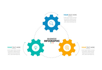 Wall Mural - Vector Modern infographic template. Business concept with 3 options. Creative circle elements design with marketing icons. diagram, flowchart, steps, parts, timeline infographics, workflow, chart.
