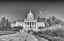 Montpelier, VT - October 10, 2015: Vermont State Capitol In Exterior View In Montpelier, Foliage Season