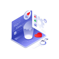 Medical App Development Web Illustration. HealthCare. White Template. Vector illustration