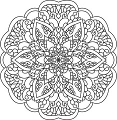 Vector abstract mandala pattern.Black and white illustration.Outline.Coloring page for coloring book