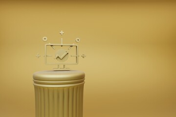 Leinwandbilder - Beautiful abstract illustrations Golden Computer symbol icons on a golden column and wonderful background. 3d rendering illustration. Background pattern for design.