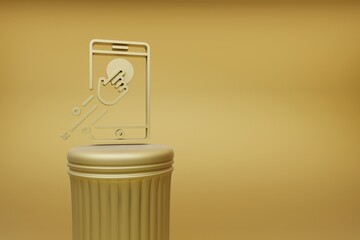 Aufkleber - Beautiful abstract illustrations Golden Smartphone symbol icons on a golden column and wonderful background. 3d rendering illustration. Background pattern for design.