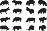 Fototapeta Pokój dzieciecy - Rhino and hippo silhouette