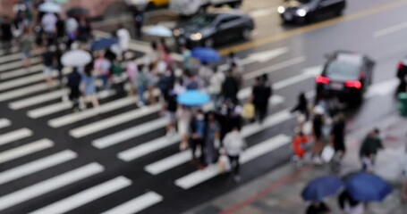 Wall Mural - Blur view of People cross the street road