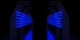 Fototapeta Przestrzenne - 3D abstract background with neon lights. neon tunnel  .space construction . .3d illustration