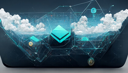 web 3 abstract background technology , wallet, blackchain, nft, concept technology metaverse, Endpoint