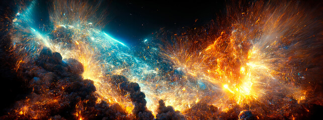 Wall Mural - illustration on the theme travel in space with stars and nebulae of the universe