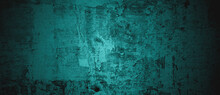 Dark Blue Wall Texture Background. Halloween Background Scary. Blue And Black Grunge Background With Scratches
