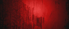 Dark Red Wall Texture Background. Halloween Background Scary. Red And Black Grunge Background With Scratches