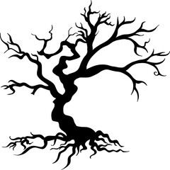 vector illustration halloween tree silhouette isolated.