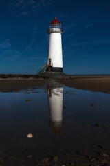 Poster - low-key vertical view of the Point of Ayr Lighthouse in North Wales