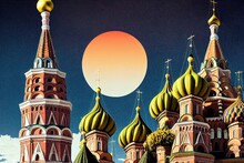 Anime Style, St Basils Cathedral On Red Square In Moscow , Anime Style No Watermark