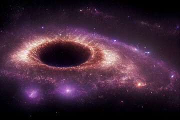 Wall Mural - supermassive black hole in the center of spiral galaxy 3d art work spectacular abstract background. 