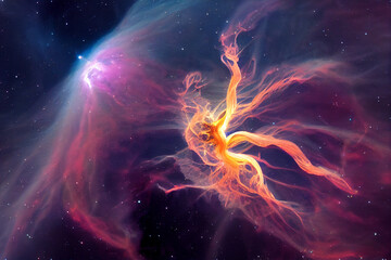 Wall Mural - magnificent medusa nebula in distant cosmos 3d art work awesome abstract background. gorgeous cosmic
