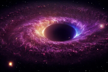Wall Mural - supermassive black hole in the center of spiral galaxy 3d art work awesome abstract background. maje