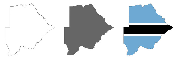 Highly detailed Botswana map  with borders isolated on background
