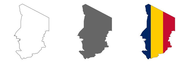 highly detailed chad map with borders isolated on background