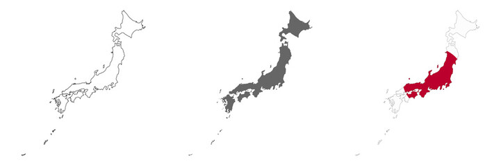 highly detailed japan map with borders isolated on background