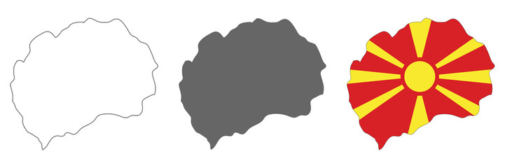 highly detailed macedonia map with borders isolated on background