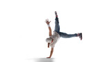 Street dancer girl  dance breakdance isolated on white