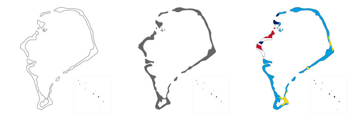 highly detailed tuvalu map with borders isolated on background