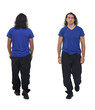 © curto - back and front view of  same man with sportswear walking on white background