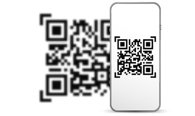 Scan pay. Mobile smartphone screen for payment pay, scan barcode technology background. Qr code scanner on digital smart phone. Online bill payment vector concept.