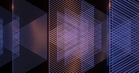 3d render with purple lines with yellow glow